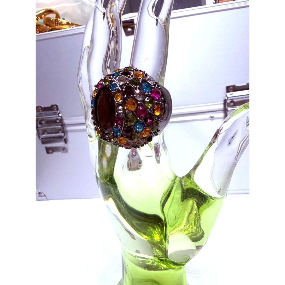 Vintage Stretch Ring Multicolor Rhinestones OSFA